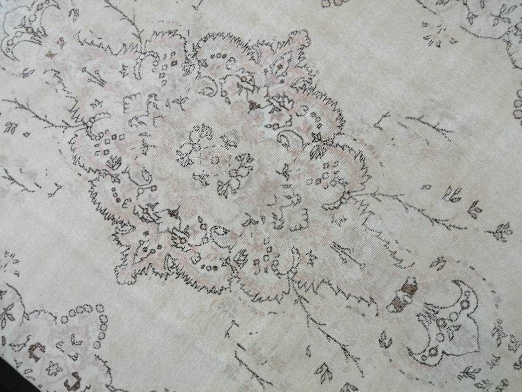 Muted Persian RUG Neutral Vintage Oushak Rug Large Vintage Rug Wool Oushak Rug Hand Made Rugs Vintage Turkish Rug Neutral Rug