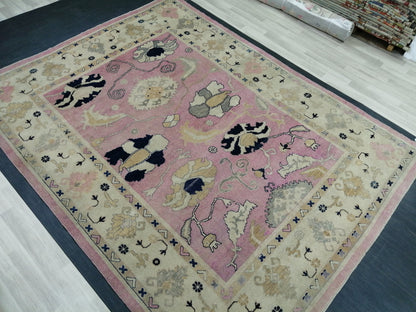 9x11.8 OUSHAK RUG, TURKISH Oushak Rug, Vintage Oushak  Rug, Rug, Wool Vintage Rug Hand Made Rugs, Made In Turkey Oushak Rug, 9x12 high Pile