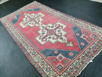 Vintage OUSHAK RUG 8.6 x 4.4 Modern Motifs  TURKISH Rug Vintage Modern Rug Vintage Rug Wool Oushak Rug Hand Made Rugs