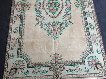 Vintage rugs Turkish Oushak Rug 6x10 Bohemian Rug, Living Room Rug, Oushak Rug, Hand woven Rug, Wool Muted Rug, WOOL Oriental Rugs