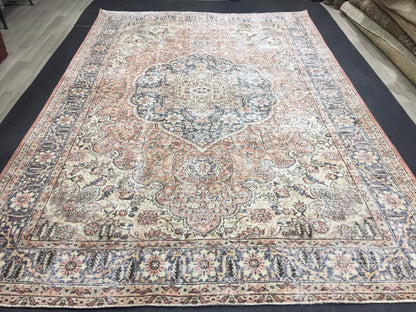 Muted Large Handmade RUG 7.8 x 11.8 TURKISH Rug Vintage Oushak Rug Muted Vintage Rug Wool Persian Rug Hand Knotted Rug Vintage 8x12 Rug