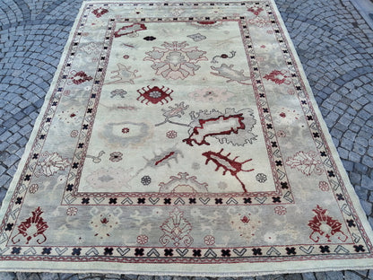 9x12 OUSHAK RUG, TURKISH Oushak Rug, Vintage Authentic Oushak  Rug, Rug, Wool Oushak Rug Hand Made Rugs, Made In Turkey Oushak Rug