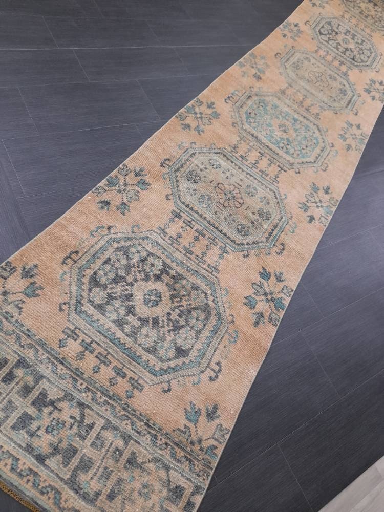 Extra Long Turkish Runner Rug Long Vintage Runner Rug 2.6 x 21.2 Vintage Distresse Runner Extra Long Oriental Runner Muted XL Antique Runner