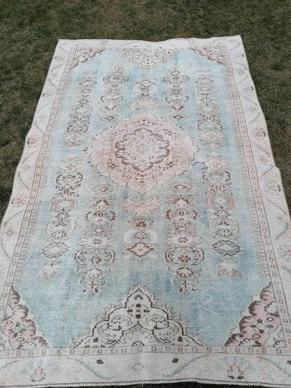 Vintage rug,5'8x9 wool oushak rug, handmade area rug