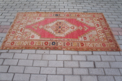 Vintage Turkish  Rug, Turkish Rug,  Oushak Rug, Bohemian  rug, Hand Made Rug, Earth tones Rug, Wool  rug, Kitchen Rug, Vintage Rug
