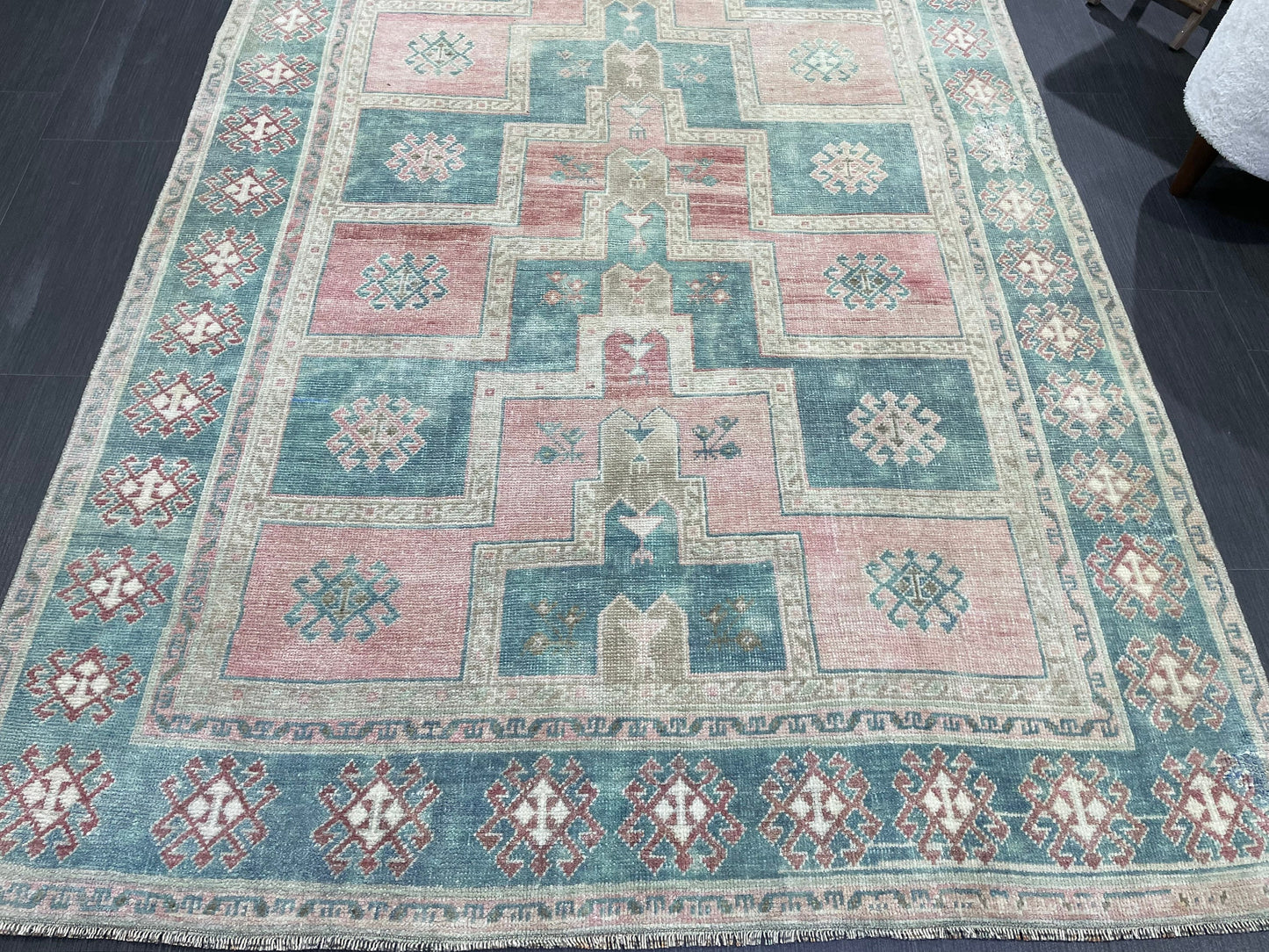 TURKISH Oushak Rug, Vintage Oushak 5 x 11 Rug Wool Hand Knotted Rug Handmade Rugs, Authentic Oushak Rug Fun Rug one of a kind rug