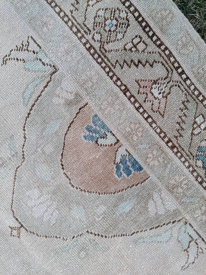 Runner rug,vintage oushak runner 4'7x10'8 neatural hallway runner,vintage runner rug