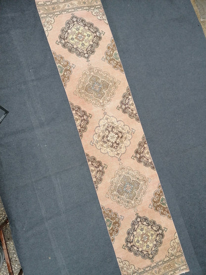 2'9x12'6 oushak turkish runner, vintage wool rug, hallway runner, vintage handmade runner, kitchen runner rug