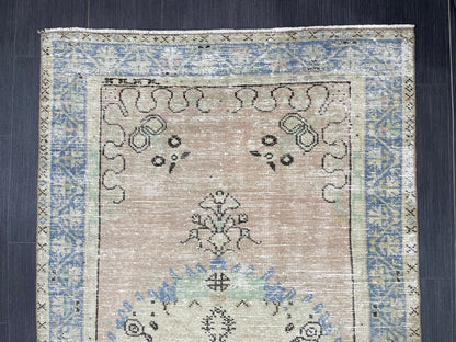 Vintage Rug TURKISH Rug Vintage 3.2 x 6.6 Oushak Rugs Muted Rug Turkish Oushak Rug, Vintage Oushak Rug Wool Rug