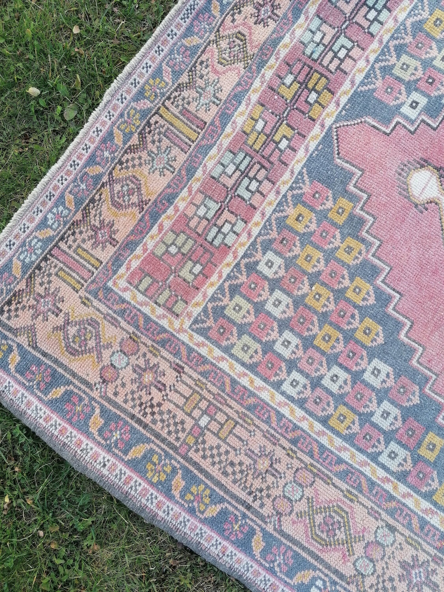 Oushak knotted vintage rug, vintage wool rug 4'5x7'10 handmade area rug