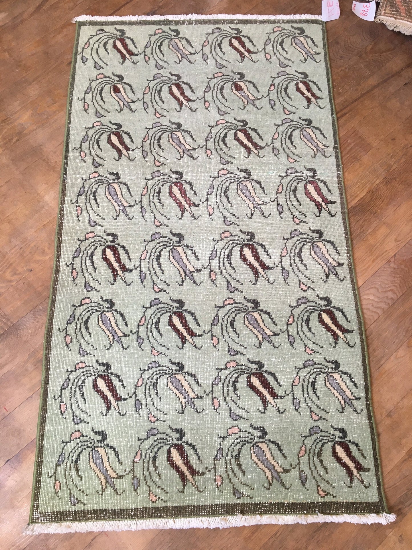 3x5 feet handmade floral mini runner rug, turkish kitchen floor wide rug, grey bathroom area rug, entryway large muted color rug, bohem rugs