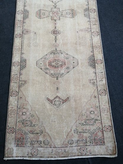 3.2 x 12 Oushak Runner Rug Blue Turkish Runner Rug Vintage Runner Rug Hallway Runner Rug Kitchen Runner Rug Wool Runner Rug Wool Oushak Rug