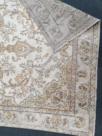 Neutral oushak wool rug 8,4x5,2 muted hand made rug, oushak rug, rustic rug, turkish rug, farmhouse rug, vintage rug