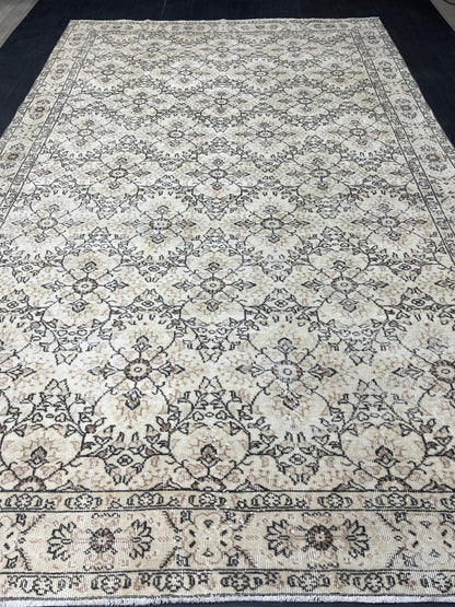 Muted Persian RUG 6.9 x 11 Turkish Rug Natural Rug Antique Rug Vintage Rug Wool Muted Oriental Rug Handmade Rug Hand Knotted Rug 7x11 rug