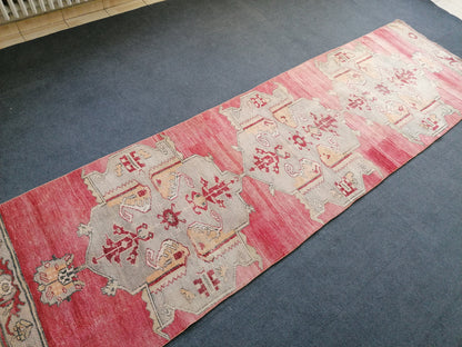 12'x3'6 vintage hallway runner rug,unique hand made runner kitchen runner rug