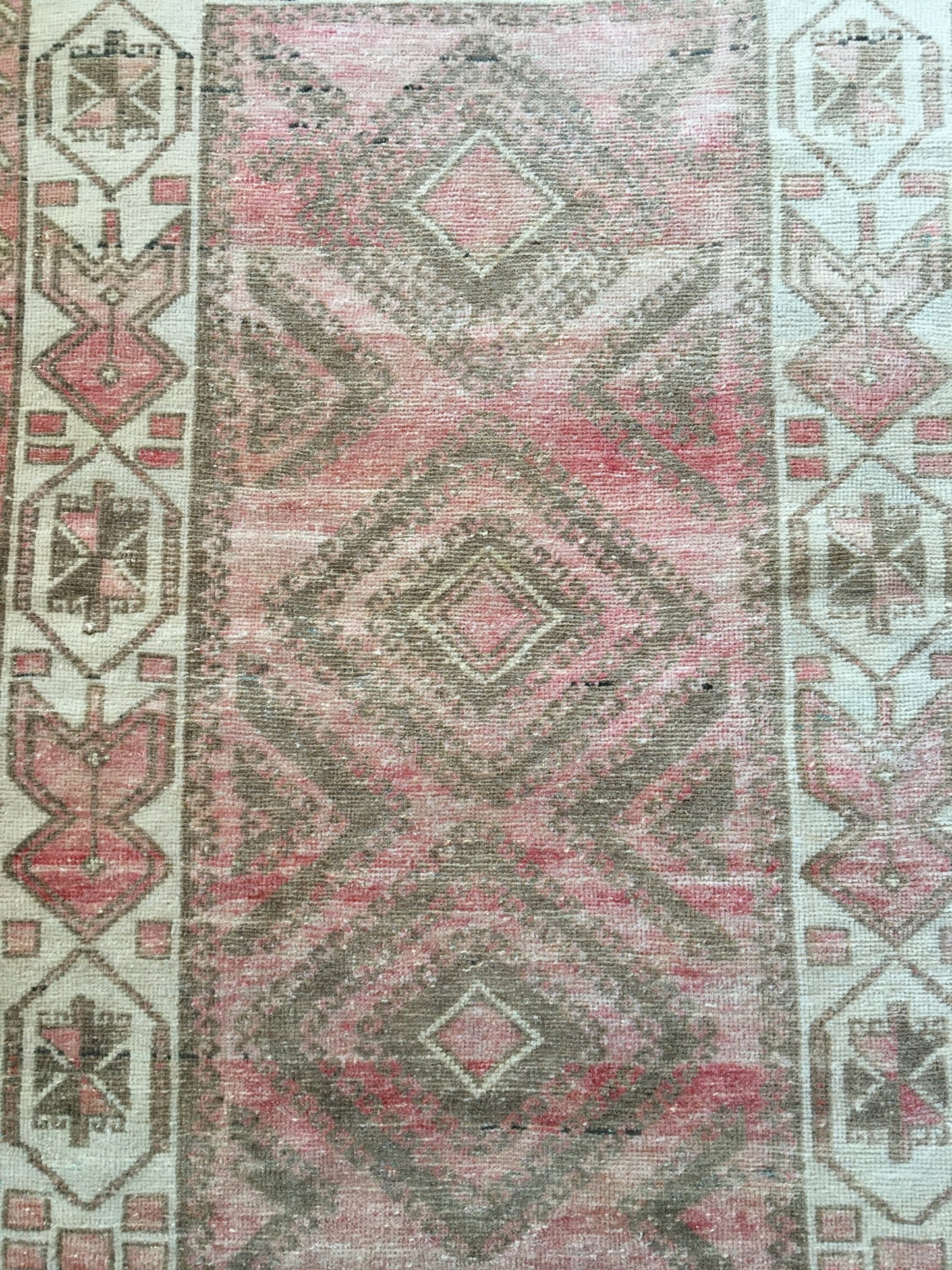 3x4 feet nautral faded turkish mini area rugs, handmade oushak bedroom rug, vintage red kitchen floor rug, small wide bathroom rug, wool rug