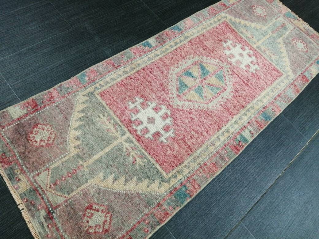 Small Vintage Rug Mini Rug Small Area Rug Turkish Rug Oushak Rug Persian Hand Made Rug Oriental Vintage Rug Door Mat Rug