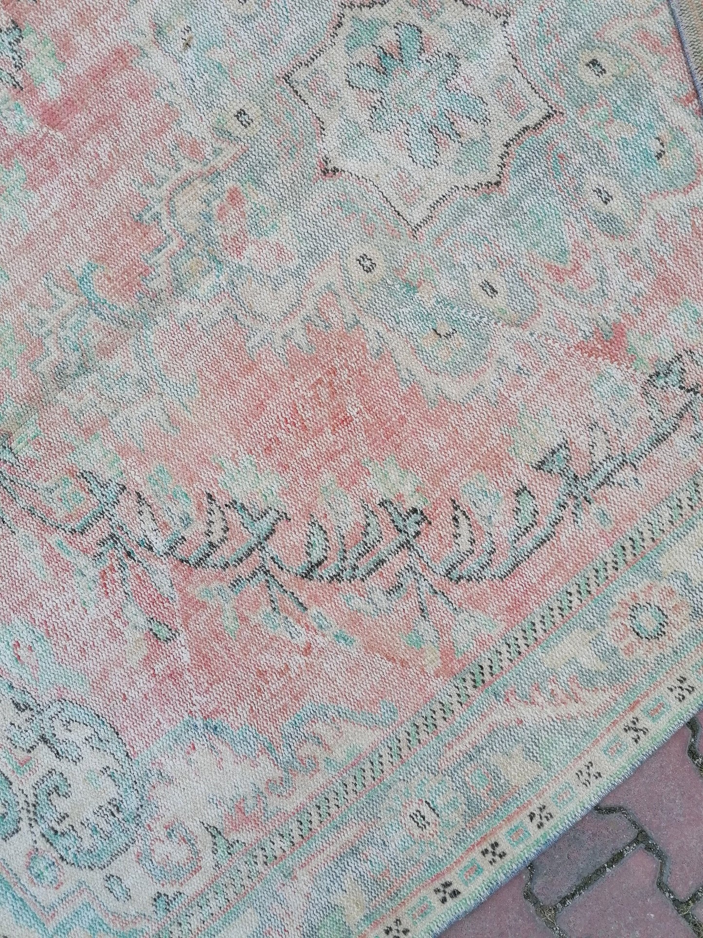 Large vıntage green rug, dıstressed oushak rug 9'5x5'9 turkish area rug