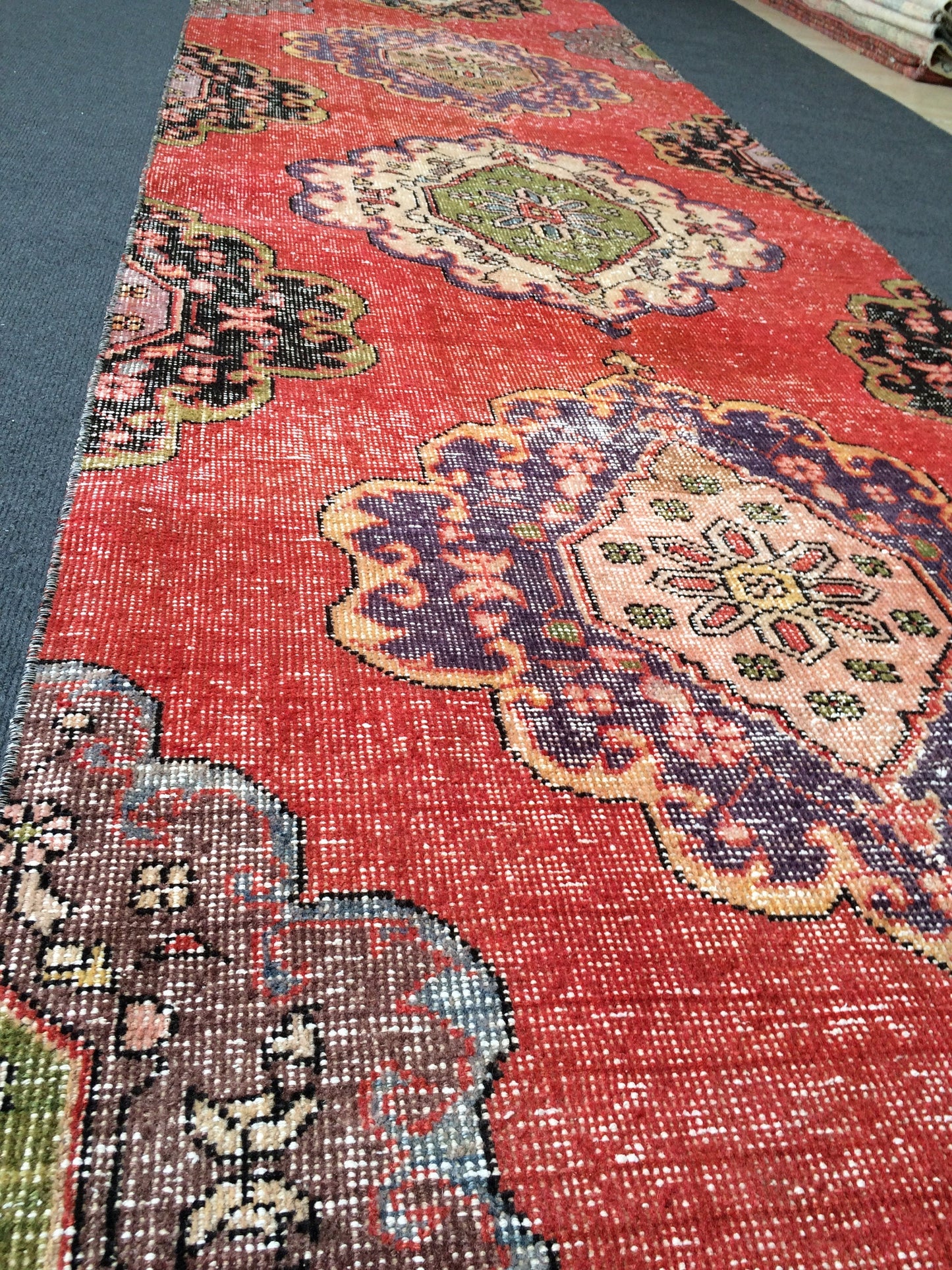 13 x 2.10 Vintage Runner Rug Oushak Runner Rug Turkish Runner Rug  Hallway Runner Rug Kitchen Runner Rug Wool Runner Rug Bohemian Runner