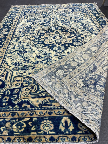 Persian Rug, Vintage 4.5 x 6.5 Rug, Navy Hand Knotted Rug, HANDMADE Rug, Vintage Turkish Rug, Oushak Rug, Oriental Rug, Wool Rug