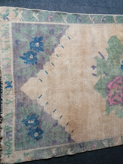 3.5 x 6.7 OUSHAK RUG TURKISH Oushak Rug Vintage Oushak Runner Rug Vintage Runner Rug Wool Oushak Rug Hand Made Rugs Vintage Turkish Rug 4x7