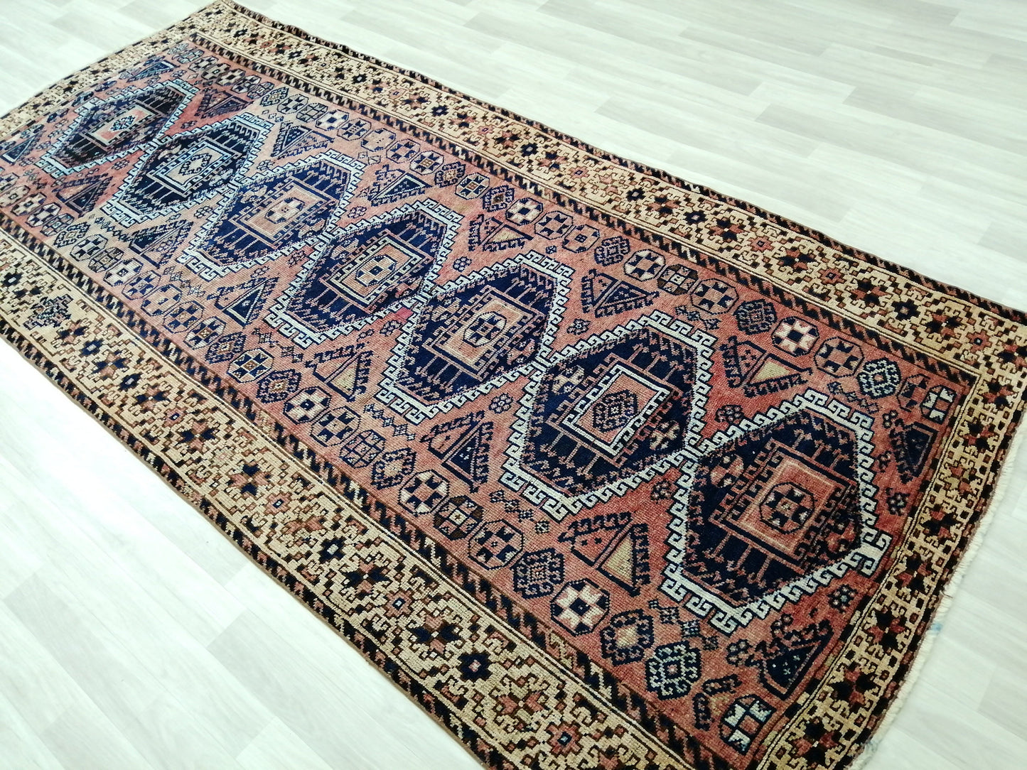 4.8 x 10 Runner RUG Navy Blue Vintage Persian Rug TURKISH Oushak Rug Vintage Runner Rug Vintage Runner Rug Wool Oushak Rug Hand Made Runner