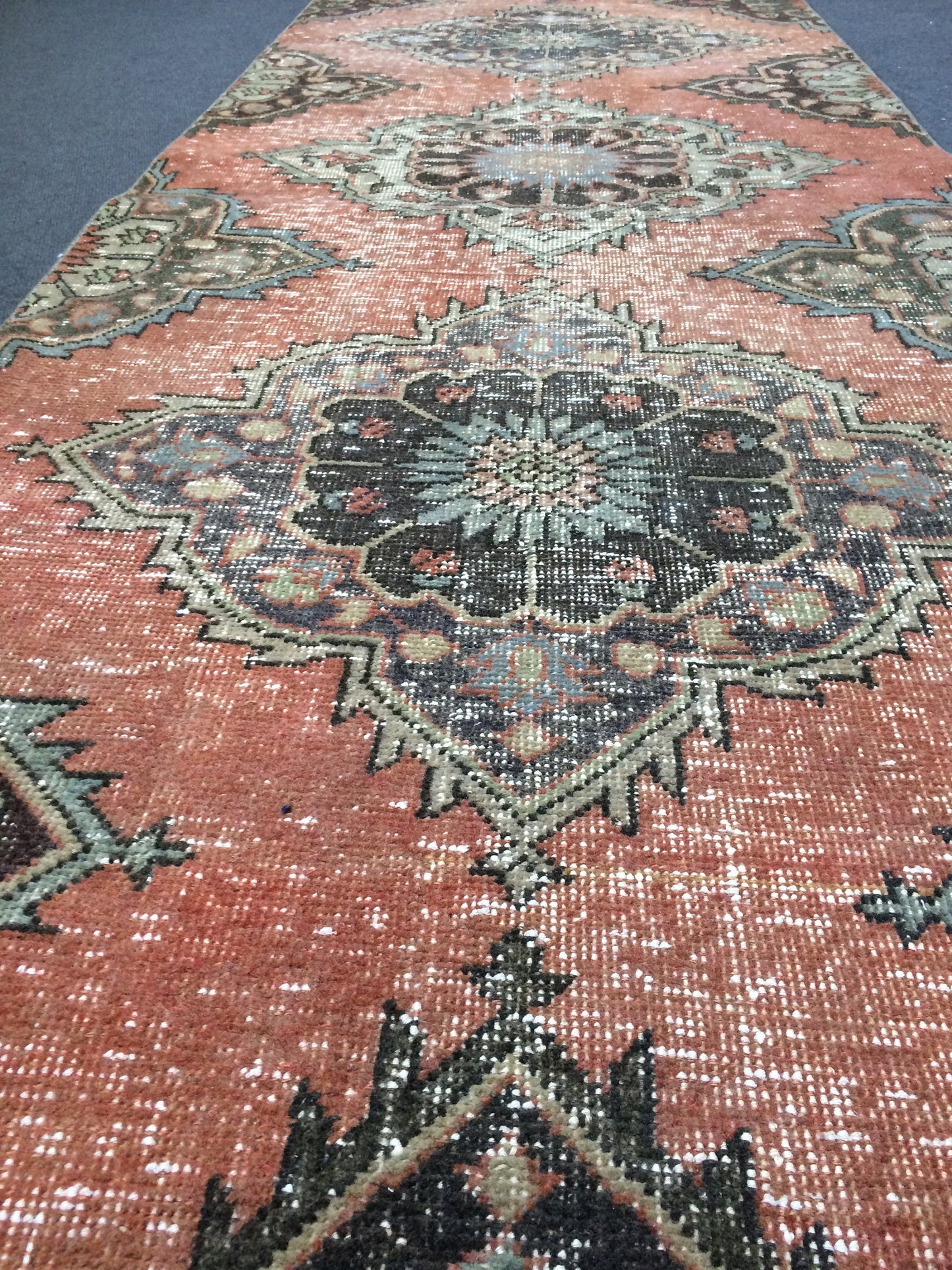 3x13 Turkish Runner Rug Oushak Runner Rug  Vintage Runner Rug Hallway Runner Rug