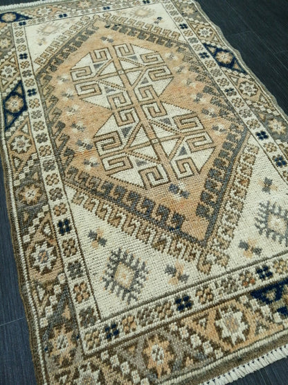 Small Turkish Rug 3.9 X 2.2 Mini Rug Small Area Rug Turkish Rug Oushak Rug Hand Made Rug Vintage Rug