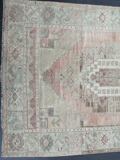 Muted Oushak Runner 4.8 x 10.5 Turkish Runner Rug Vintage Runner Rug Hallway Runner Rug Kitchen Runner Rug Wool Runner Rug Wool Oushak Rug