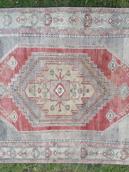 8'8x4'3 vintage rug, vintage oushak rug, unique hand made rug, kitchen area rug, bohemian traditional rug
