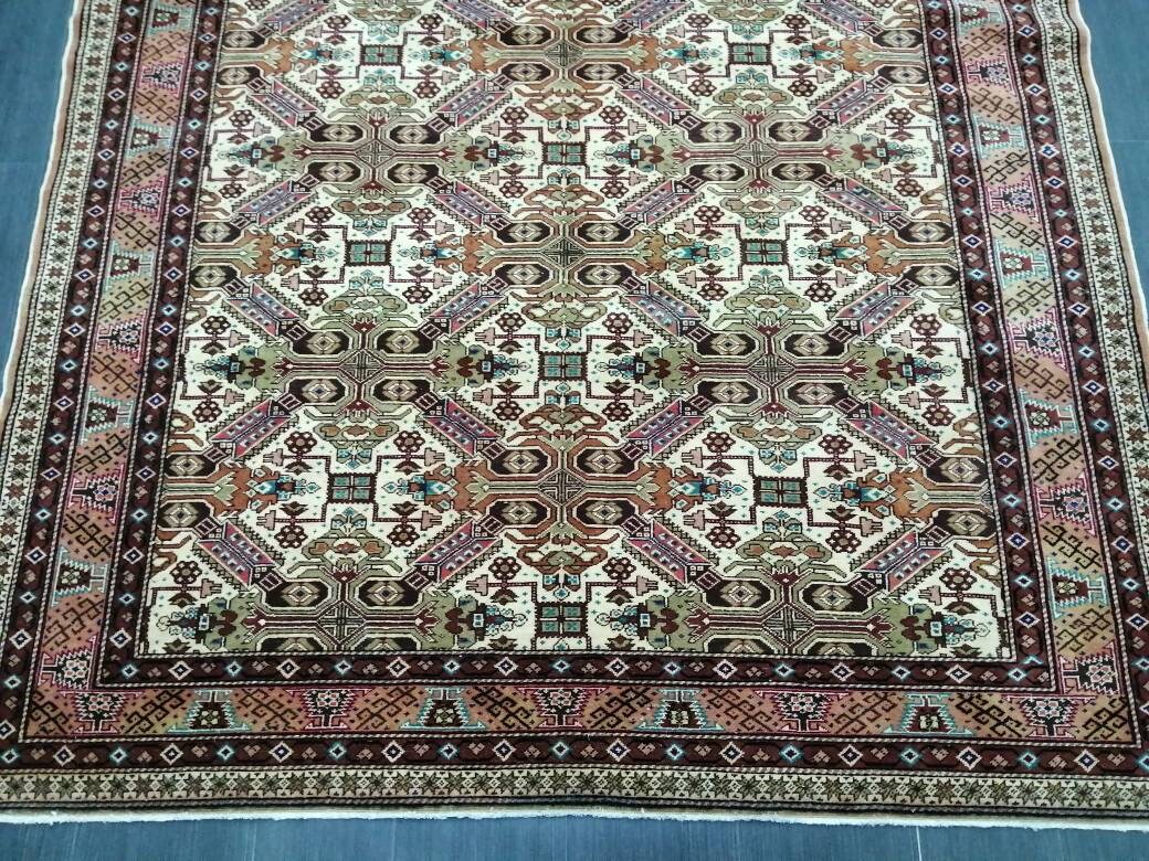 Quality Vintage Rug 6.3 x 9.3 HAND MADE Rug Muted Vintage Turkish Rug Oushak Rug Turkish Oushak Rug, Oushak Rug, Wool Rug Fine Hand Knotted