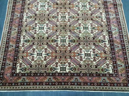 Quality Vintage Rug 6.3 x 9.3 HAND MADE Rug Muted Vintage Turkish Rug Oushak Rug Turkish Oushak Rug, Oushak Rug, Wool Rug Fine Hand Knotted