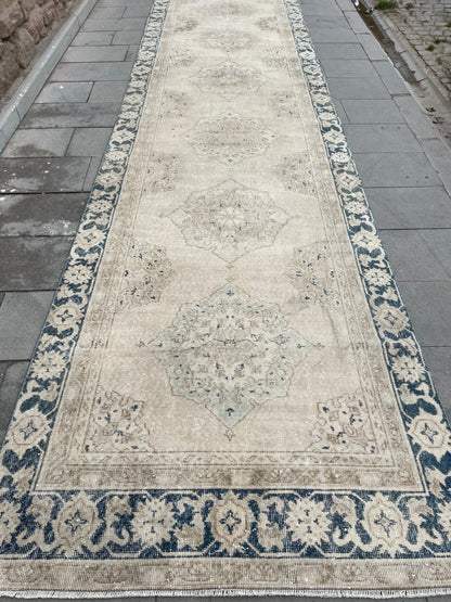 Muted Extra Long Turkish Runner Very Long Muted Oushak Runner Rug 5 x 22.4 Vintage Runner Rug XL Oriental Runner Rug Staircase Runner rug