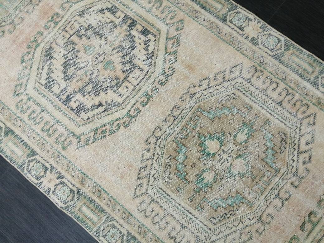 Turkish Runner Rug 3.9 x 11 Muted Vintage Runner Persian Hallway Runner Rug Kitchen Runner Rug Oriental Distressed Runner Rug Muted  RUNNER