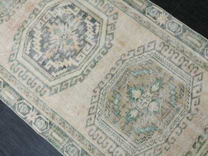 Turkish Runner Rug 3.9 x 11 Muted Vintage Runner Persian Hallway Runner Rug Kitchen Runner Rug Oriental Distressed Runner Rug Muted  RUNNER