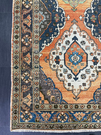 Vintage Turkish Rug 3.8 x 6.5 Handmade Wool Rug Muted Vintage Oushak Rug Wool Oriental Rug Hand Made Rug Vintage Rug Muted Persian Wool Rug