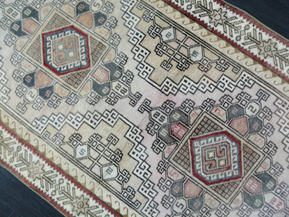 Muted Vintage Runner Rug Hallway Runner Rug 3x9 Kitchen Rug Runner Wool Runner Rug Oushak Runner Rug Turkish Runner Rug Medium Wool Pile