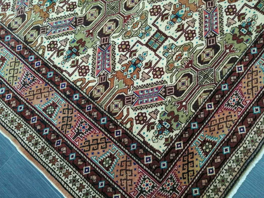 Quality Vintage Rug 6.3 x 9.3 HAND MADE Rug Muted Vintage Turkish Rug Oushak Rug Turkish Oushak Rug, Oushak Rug, Wool Rug Fine Hand Knotted