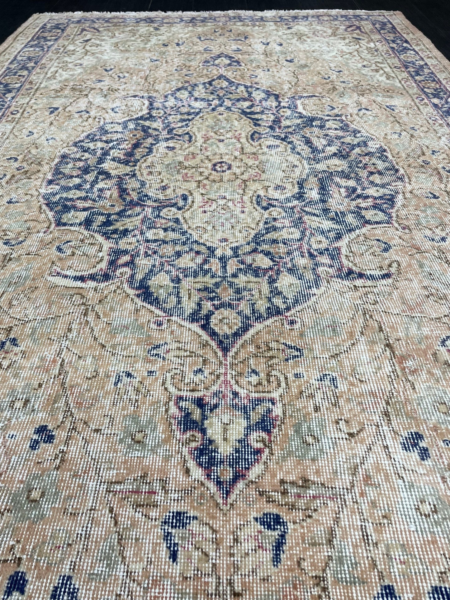 Persian RUG Vintage TURKISH 5.3 x 8.9 Rug Blue Vintage Rug Wool Oushak Rug Handmade Rug Hand Knotted Rug Natural Wool Rug