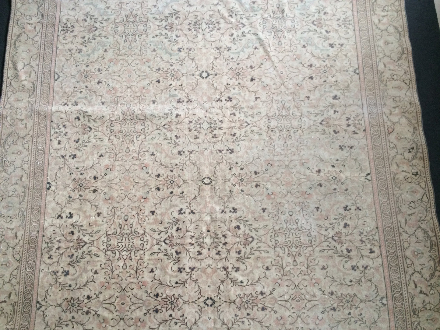 Muted Turkish Rug Large Area Rug Pastel Oushak 6 x 9.3 Rug Vintage Muted Rug Hand Made Rug Vintage Earth Tones Rug Rustic Rug 6x9 Muted rug