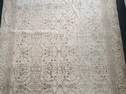 Muted Turkish Rug Large Area Rug Pastel Oushak 6 x 9.3 Rug Vintage Muted Rug Hand Made Rug Vintage Earth Tones Rug Rustic Rug 6x9 Muted rug