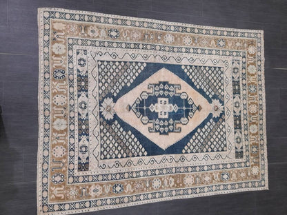 Wool Oushak Rug Vintage Rug Muted Vintage 5 x 6.8 Rug Wool Oriental Rug Hand Made Rug Vintage Turkish Rug 5x7 Muted Persian Wool Rug