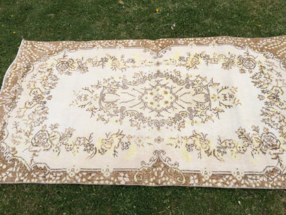 VINTAGE RUGS, TURKISH Rugs, Antique Rug, Oushak antique Rug, Hand woven Rug, Weaving Rug, Muted Rug, Kitchen Rug, Eclectic rug, Wool Rugs