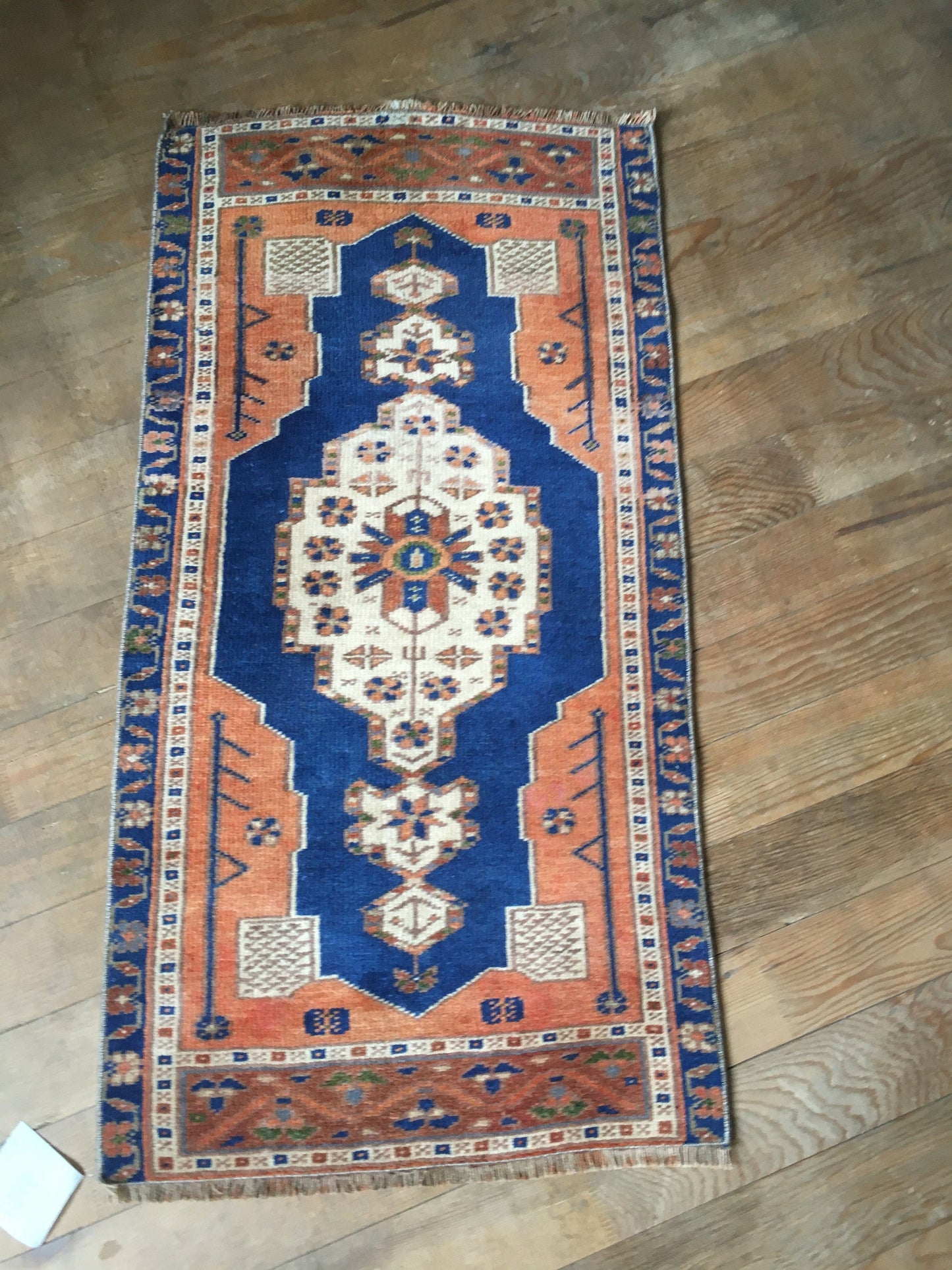 2x3 feet wool vintage small rug, handmade orange muted mini rug, kitchen small rug, turkish bathroom small rug, living room area mini rugs