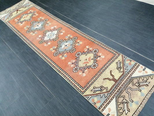 8.8 x 2  Vintage Runner Rug Hallway Runner Rug Kitchen Runner Rug Wool Runner Rug Wool Oushak Runner
