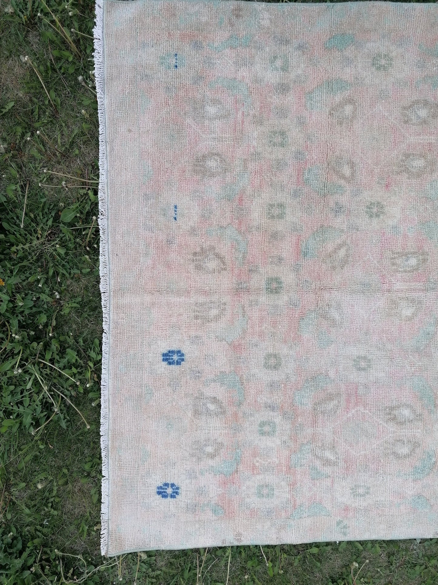 Turkish vıntage rug, oushak vintage rug 4'4x7'4 anatolian vıntage rug,wool rug