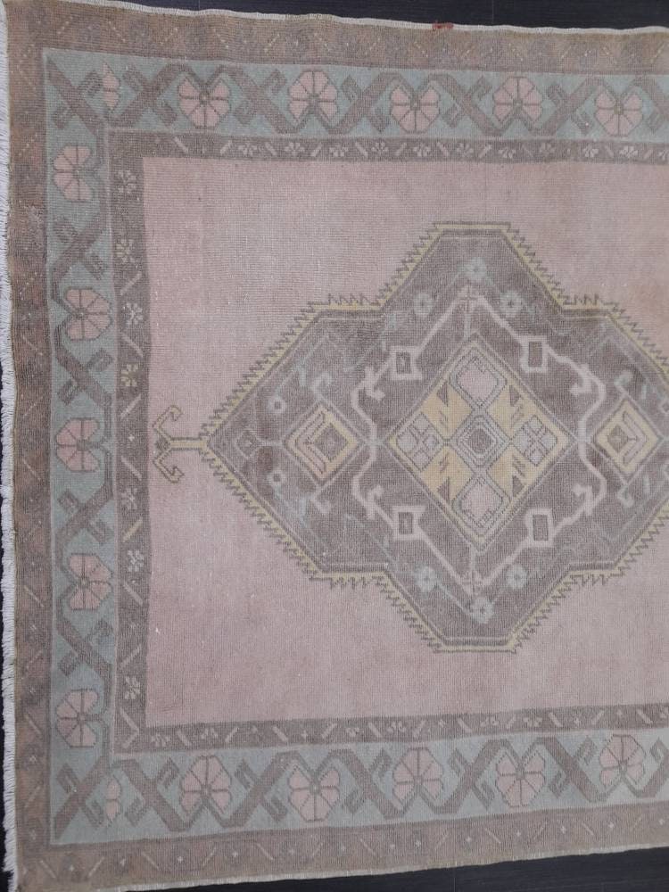 Muted Vintage Runner Rug 4.7 x 11 Muted Hallway Runner Rug Kitchen Runner Rug Muted Wool Runner Rug Muted Oushak Rug Turkish Runner Oriental