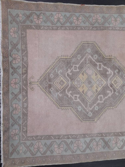 Muted Vintage Runner Rug 4.7 x 11 Muted Hallway Runner Rug Kitchen Runner Rug Muted Wool Runner Rug Muted Oushak Rug Turkish Runner Oriental