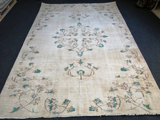 9.2 x 6 Vintage Rug TURKISH HAND MADE Rug Vintage Turkish Rug Oushak Rugs Muted Rug Turkish Oushak Rug, Vintage Oushak Rug 6x9 Wool Rug