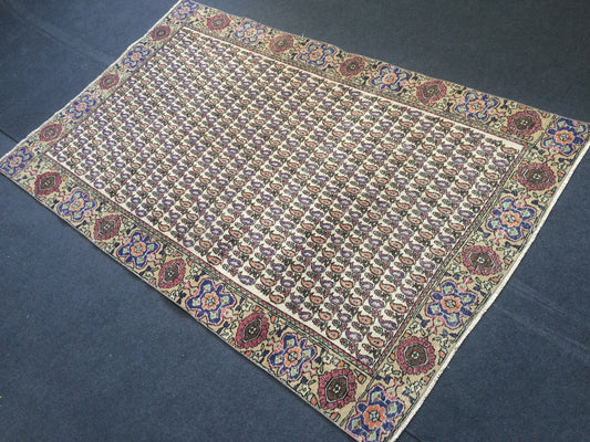 Turkish Rug Vintage Rug Pastel colors Hand Made Oushak Rug Distressed Colors Rug Earth Tones Rug Low Wool Pile Rug Rustic Rug Bohemian Rug